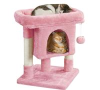 Yaheetech Tiragraffi Albero per Gatti con Posatoio Grande Graffiatoio per Gatti 40,5 x 40,5 x 59 cm Rosa