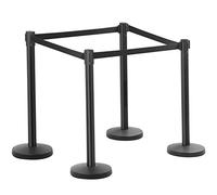 Yaheetech Transenne Eliminacode Separacode 4 Paletti Delimitazione con Nastro Retrattile 2 Metri Altezza 92 cm Colonnie Segnapercorso Neri