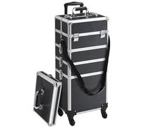 Yaheetech Valigia Trolley Trucchi Make Up 5 in 1 per Estetista Parrucchiere Professionale con Coperchio Supplementare Beauty Case Grande Porta Cosmetici da Viaggio Ruote Girevoli Nero