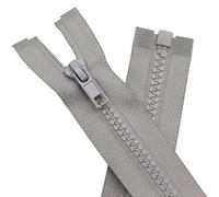 YaHoGa 2 chiusure lampo da 85 cm, in plastica, 5 mm, divisibile, chiusura lampo per giacche, colore grigio