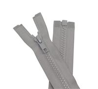 YaHoGa 2 pezzi 45 cm cerniera plastica 5 mm divisibile chiusura lampo per giacche grigio