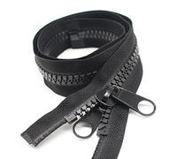 YaHoGa 2 Pezzi 76 cm #10 separare Grandi plastica Cerniere Lampo Nastro Nero con Doppio Linguetta Slider per Cucire, Sacco a Pelo, Barca, Tela, Copertura, Trampolino, Cuccia, Tenda