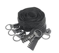 YaHoGa #20 super grandi cerniere lampo a metro plastica Chiusure Lampo Rolle Bulk, inkluso 5 Nonlock-Cursore, Nero 1.8M