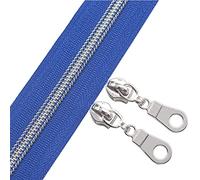 YaHoGa 9 m, chiusura lampo senza fine, al metro, blu reale, spirale da 6 mm + 25 cerniere non bloccanti (argento blu reale)