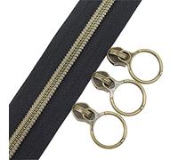 YaHoGa Bronzo Metallici Nylon Cerniere Lampo 9 m Rolle Chiusure Lampo a Metro, 30 mm Largo, inkluso 20 Pezzi Nonlock-Cursore della Cerniera (Bronzo Nero)