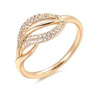 YAHOYA Anelli di zircone Naturale di Moda per Le Donne 585 Anello in Foglia d'oro Rosa Gioielli da Sposa Vintage di Lusso