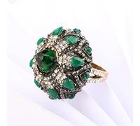 YAHOYA Anelli Unici in Pietra Verde Naturale per Le Donne Vintage Antico Oro Cristallo Fiore Grande Anello Regalo di Natale Gioielli turchi