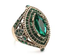 YAHOYA Anello Antico Nero di Lusso per Le Donne Aspetto Vintage AAA Cristallo Boho Gioielli Oro Fascino Anello Nuziale Etnico