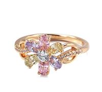 YAHOYA Anello di Fiori in Oro Rosa per Le Donne Moda colorato Naturale zircone Anelli Fine Sposa Gioielli di Cristallo Regalo