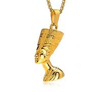 YAHOYA Collana Regina Nefertiti, Antico Egitto Faraone in Acciaio Inossidabile Gioielli da Uomo, Ciondolo Nefertiti, Regalo mitologico