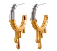 YAHOYA Creative Chic Gold Silver Color Texture Drop Personality Earrings Stainless Steel Metal Tarnish Free Temperament Jewelry