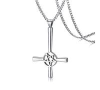 YAHOYA Gioielli satanici Lucifero Pentagramma Baphomet Amuleto Capra Satana Wiccan Satanismo Ciondolo Collana in Acciaio Inossidabile