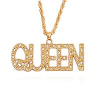 YAHOYA Moda Uomini Hip Hop Pieno Strass King Queen Shape Pendenti Collana Bling Iced out Cuban Link Chain Hiphop Jewelry Gift
