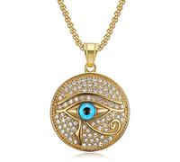 YAHOYA Moda Uomo Vintage Occhio di Horus Hip Hop Micro Zircone pavimentato Rettangolo Pendente Collana Rock Party Trend Jewelry
