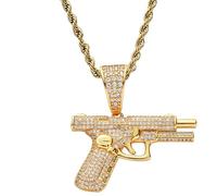 YAHOYA Oro Colore Hip Hop Crystal Pistol Pendente personalità Uomini e Donne Cool Rock Rap Trend Collana Trend Jewelry Gift