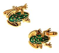 YAHOYA Polsino Rana da Uomo Links Ottone di qualità Materiale Verde Colore Rospo Design Gemelli