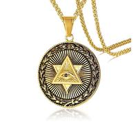 YAHOYA Provvidenza massonica Classica Tutto ciò Che Vede Ciondolo Occhio Religioso malocchio della Luce Collana in Acciaio Inossidabile Gioielli amuleto da Uomo