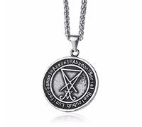 YAHOYA Sigillo di LUCIFERO Disco Pendente Simbolo SATANICO Acciaio Inossidabile SATANISMO Gioielli Unisex Sigillo di Satana Collana