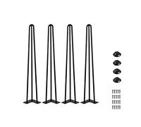 Yahpetes Gambe resistenti per mobili a forcina da 86,4 cm, gambe in metallo a 3 aste per tornanti con viti e 4 protezioni per pavimenti in gomma bonus per progetti fai da te in metallo (86,4 cm)