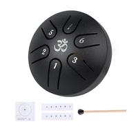 Yahpetes Tamburo musicale a percussione in acciaio, strumento a percussione in metallo, per esterni, 7,6 cm, 6 note, chiave a C, per meditazione, yoga, educazione a percussione con borsa, libro