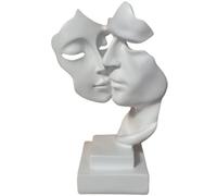Yahu Lando Scultura di bacio di coppia, ornamenti di statua in resina bianca del pensatore, statuetta di arte astratta del silenzio è oro, sculture in stile astratto, decorazioni per scrivania del
