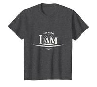 Yahweh The Great I AM - Fede ispiratrice Opera d'Arte Maglietta, Bambini, Grigio Scuro, 4 Anni