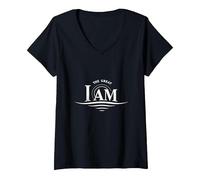 Yahweh The Great I AM - Fede ispiratrice Opera d'Arte Maglietta con Collo a V, Donna, Nero, L
