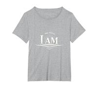 Yahweh The Great I AM - Fede ispiratrice Opera d'Arte Maglietta, Donna Plus-Size, Grigio Melange, 4X
