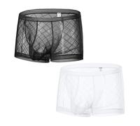 YAHWULAI Boxer da uomo, biancheria intima trasparente, confortevole e delicato sulla pelle, senza etichetta, bianco e nero, L