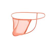 YAHWULAI Sexy See Through Sheer Thongs G-String Big Ball Pouch Quick Dry T-Back Underwear, 1 x arancione, M