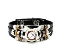 YAIEWNE Bracciale Regolabile In Pelle Intrecciata A Strati Con Scudo E Freccia Del Sagittario, Bracciale Etnico Fatto A Mano, Accessorio Per L'Amicizia, Regalo Di Compleanno O Di Natale.