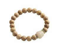 YAIEWNE Bracciale, scogliera in legno di cipresso perline di preghiera Buddha perline pigne perline di giada, anello singolo, elastico regolabile polsino con perline unisex gioielli festival regalo