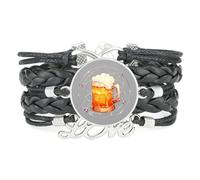 YAIEWNE Braccialetto Regolabile In Pelle Intrecciata Con Topologia Digitale A Stella Per Festival Della Birra, Bracciale Etnico, Accessorio D'Amore, Regalo Di Compleanno O Di Natale, Nero.