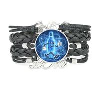 YAIEWNE Festival Della Birra Astratto Bevi Molto Entanglement Quantistico Bracciale In Pelle Intrecciata Regolabile, Bracciale Etnico, Accessorio Regalo Di Compleanno E Natale
