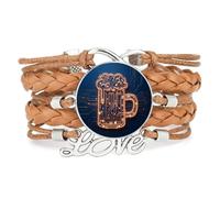 YAIEWNE Festival Della Birra, Bicchiere Dell'Amicizia, Circuito Stampato, Bracciale In Pelle Intrecciata Regolabile, Bracciale Etnico, Accessorio D'Amore, Regalo Di Compleanno E Natale, Marrone