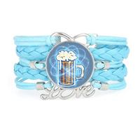 YAIEWNE Festival Della Birra Bolla Digitale Entanglement Quantistico Braccialetto Regolabile In Pelle Intrecciata, Braccialetto Etnico, Accessorio Regalo Di Compleanno Natale Blu