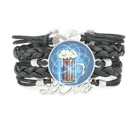 YAIEWNE Festival Della Birra Bolle Digitale Entanglement Quantistico Braccialetto Regolabile In Pelle Intrecciata, Braccialetto Etnico, Accessorio Regalo Di Compleanno Natale Nero