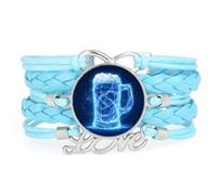 YAIEWNE Festival Della Birra Felicità Digitale Entanglement Quantistico Braccialetto Regolabile In Pelle Intrecciata, Braccialetto Etnico, Accessorio Regalo Di Compleanno Natale Blu