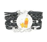 YAIEWNE Festival Della Birra Pixel Bolla Stella Topologia Bracciale In Pelle Intrecciata Regolabile, Bracciale Etnico, Accessorio D'Amore Regalo Di Compleanno Natale Nero