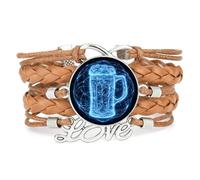 YAIEWNE Festival Della Birra Scienza Magia Intrecciata Quantistica Braccialetto Regolabile In Pelle Intrecciata, Bracciale Etnico, Accessorio Regalo Di Compleanno Natale Marrone