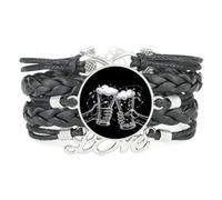 YAIEWNE Festival Della Birra Scienza Pixel Star Topologia Bracciale In Pelle Intrecciata Regolabile, Bracciale Etnico, Accessorio D'Amore Regalo Di Compleanno Natale Nero