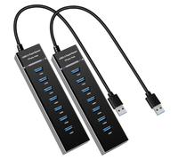YaimhSound - Hub USB a 7 porte, 1 USB 3.0 + 6 hub USB 2.0 per laptop, PC, tastiera, mouse, SSD, Dell, HP, Lenovo, MacBook, Acer, Surface, 3 m, set da 2 pezzi