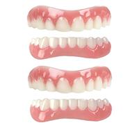 YAIUNHIQ 2 Paia-Protesi Cosmetiche Immediate Protesi in Silicone Superiore e Inferiore Sorriso Perfetto, per Uomini e Donne Denti Finti Naturali Rimovibili Impiallacciatura Temporanea