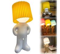 YAIUNHIQ Lampada da Notte birichina, Lampada da Tavolo a LED Divertente, Lampada da Uomo timido, Piccola Lampada da Tavolo Creativa con Paralume,C