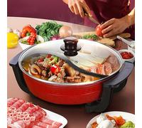YAIUNHIQ Pentola elettrica Hot Pot, pentola shabu shabu, fornello Elettrico da 1300 W 6 L / 38 cm