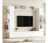 YAIXBNG Armadietto da soggiorno, con cerniera per porta intercambiabile, set da 4 pezzi, compatto con molto spazio, mobile TV, vetrina, armadietto portaoggetti, appositamente per il soggiorno, bianco