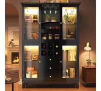 YAIXBNG Cantinetta per vino con illuminazione LED controllata tramite app, 180,5 x 120 x 40 cm, 3 cassetti, portabottiglie e portabottiglie, nero/bianco