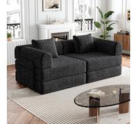 YAIXBNG Divano letto in ciniglia 2 in 1 con vano portaoggetti nel bracciolo, tre telai in metallo e diverse possibilità di configurazione. Set di due pezzi