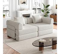 YAIXBNG Divano letto in ciniglia 2 in 1 con vano portaoggetti nel bracciolo, tre telai in metallo e diverse possibilità di configurazione. 2 pezzi