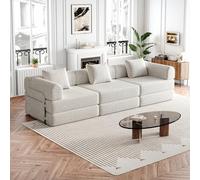 YAIXBNG Divano letto in ciniglia 2 in 1 con vano portaoggetti nel bracciolo, tre telai in metallo e diverse opzioni di configurazione.